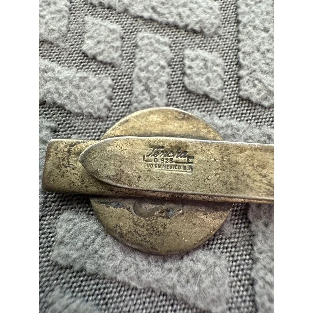 Vintage Sterling Silver Mayan Aztec Calendar‎ Tie Clip Money Clip Jencha Mexico